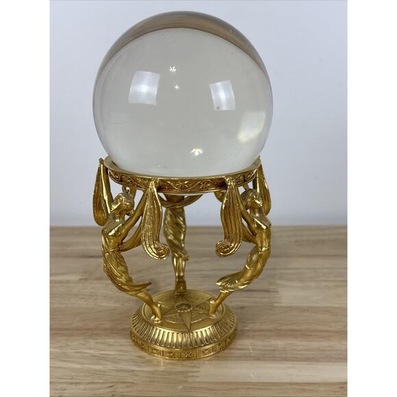 RARE Vintage Crystal Visions 1989 Franklin Mint Crystal Ball 24K Gold Plated - Picture 6 of 11